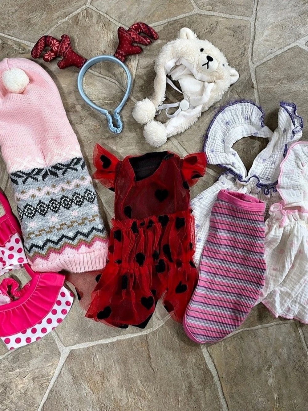 8 pc Girl dog clothing. Set of eight items Set #1